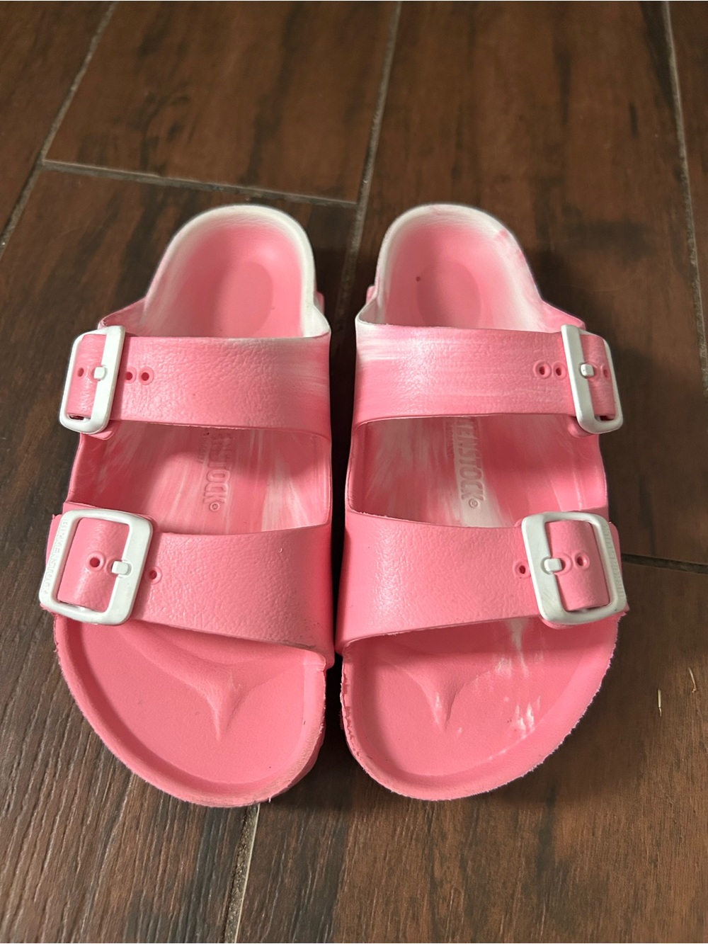Kids Pink Double-Buckle Slide Sandals